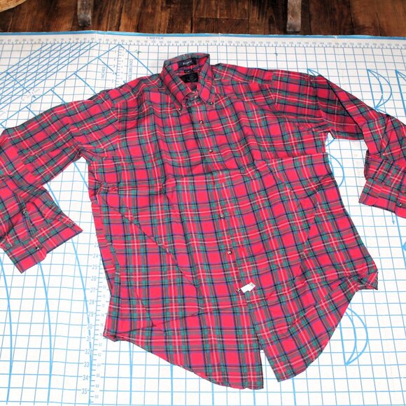 Kenneth Gordon Vintage Red Plaid Button Down Shirt, Medium - Picture 4 of 6